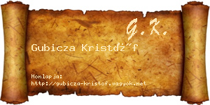 Gubicza Kristóf névjegykártya